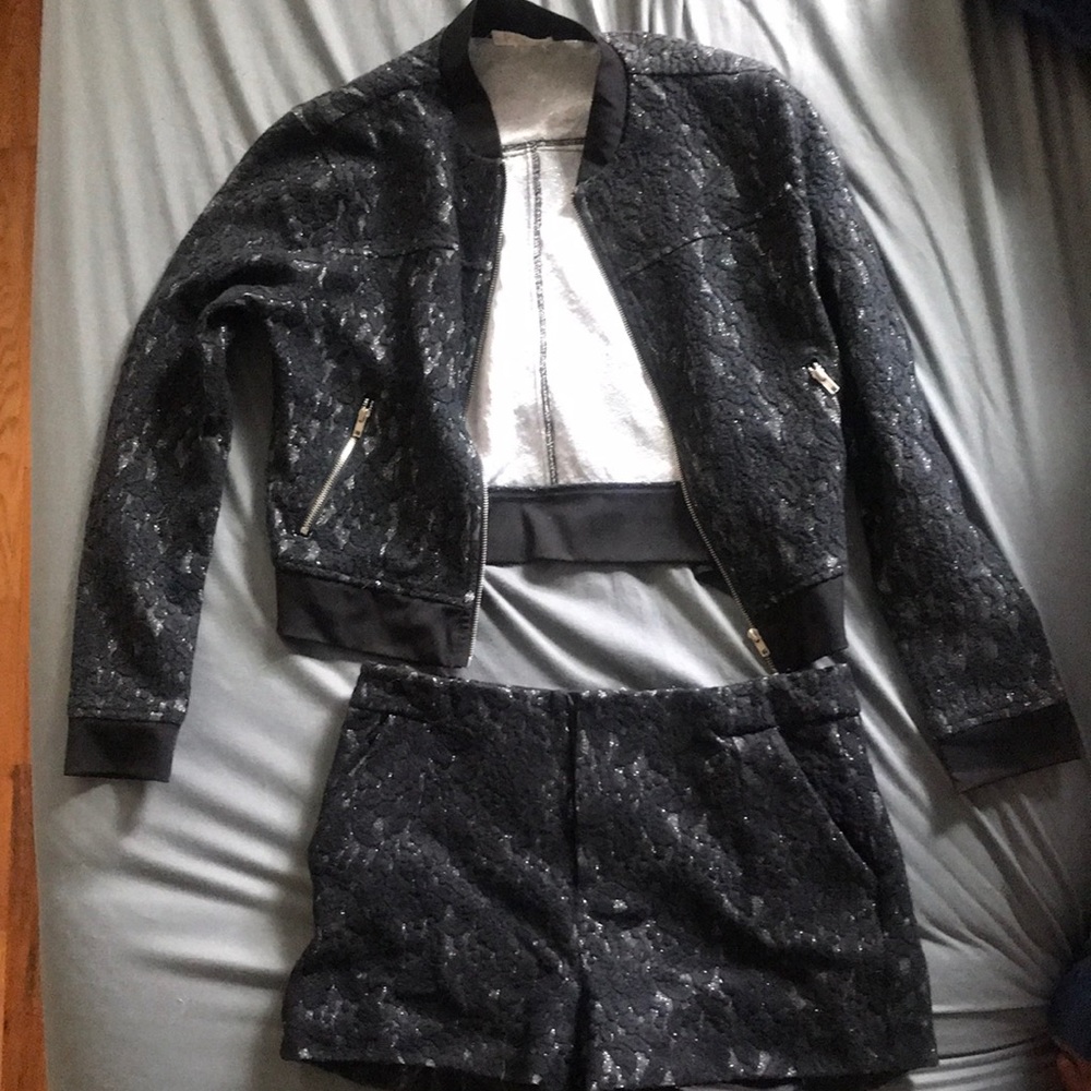 Black jacket and shorts set